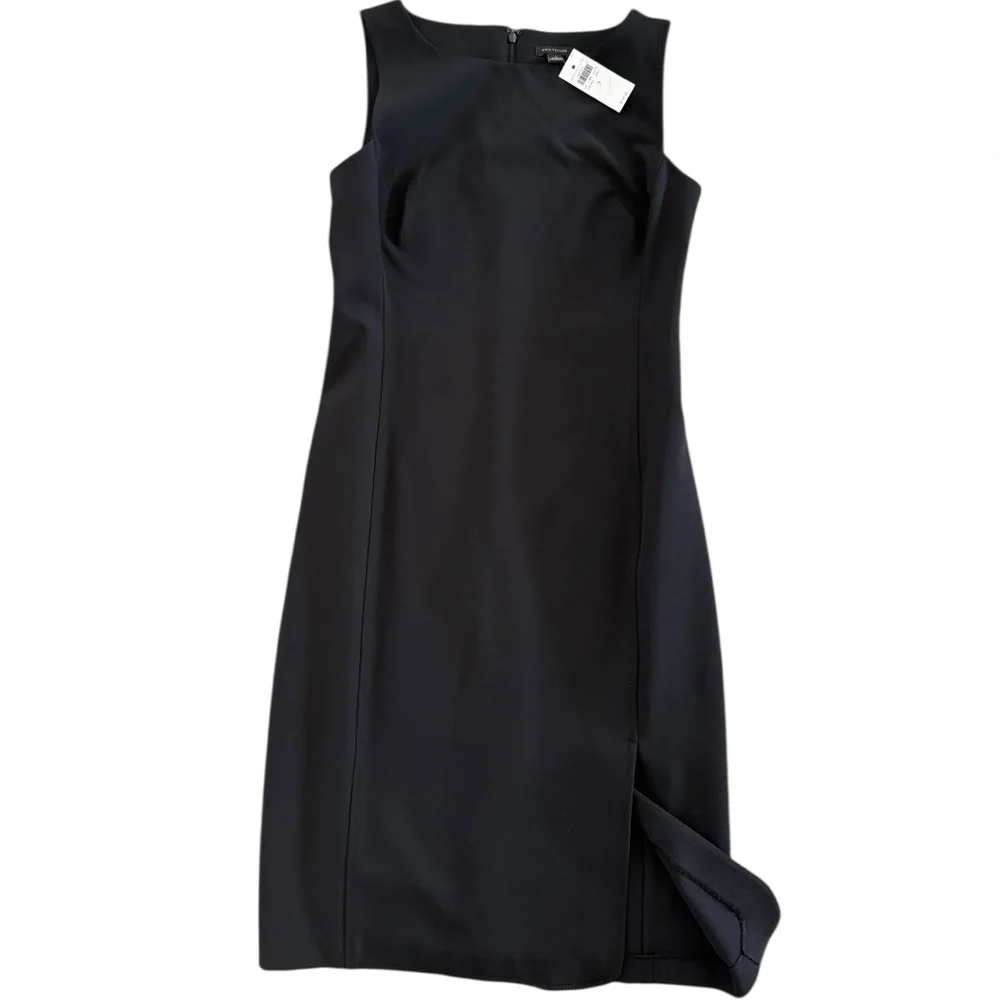 Ann Taylor Black Sheath Midi Dress Sleeveless Work Office NWT Size 2 - Picture 4 of 10